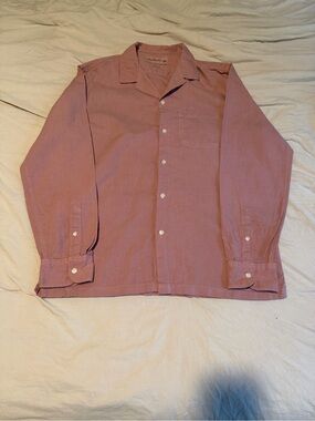 Abercrombie & Fitch Linen Blend Button-Up Shirt in Dusty Pink